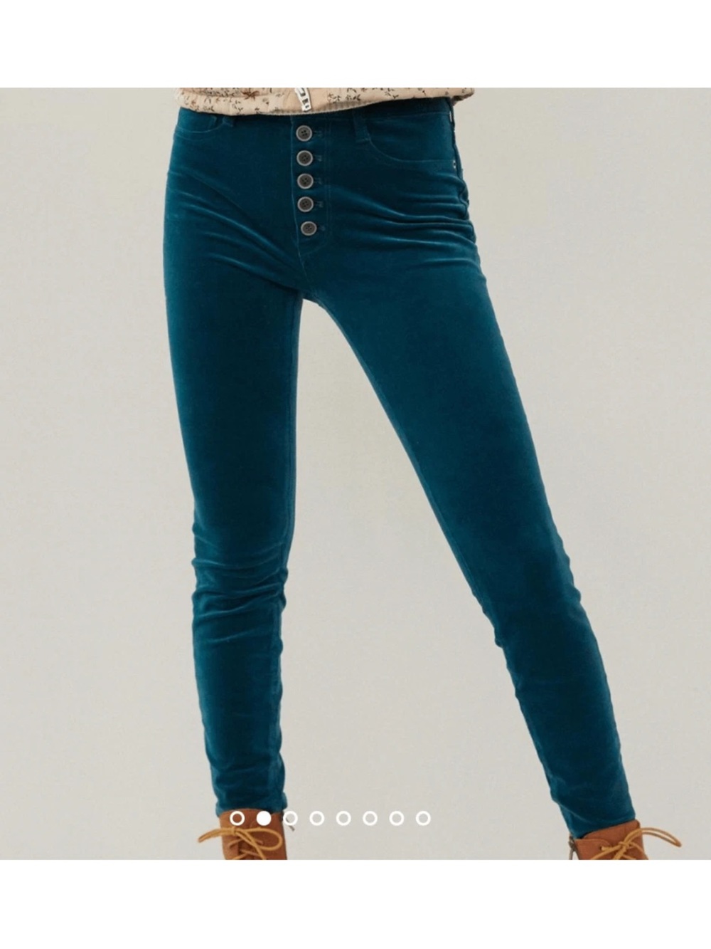Anthropologie Teal Corduroy High-Rise Skinny Velvet Jeans sz 26